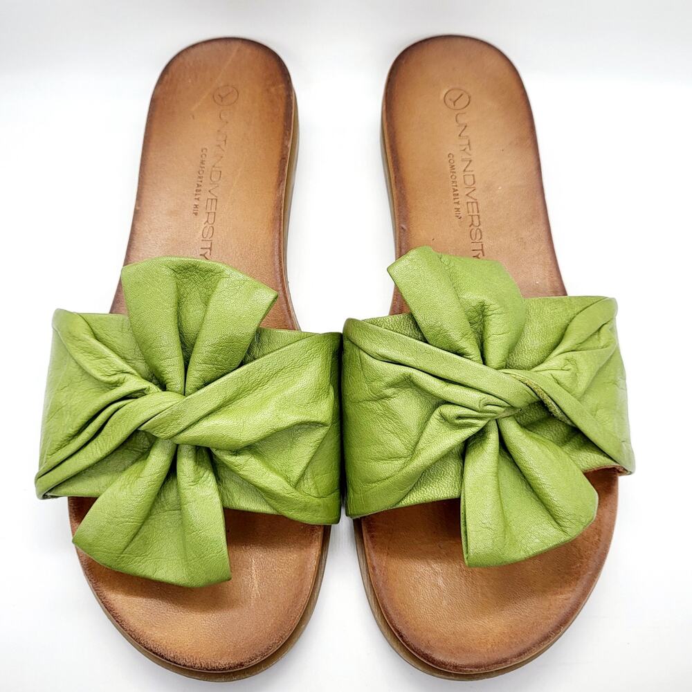 Unity in Diversity Diona Green Italian Leather Twisted Tie Sandals Women’s EU 37